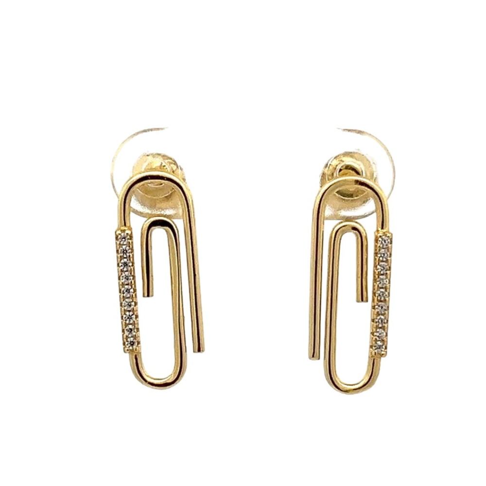 Paper clip Stud Earrings color gold